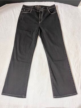 Simon Chang Black Boot-Cut Jeans with Contrast Stitching